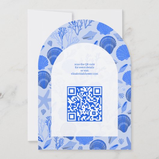 Seashells Vrijgezellenfeest Chic Beach CUSTOM QR A Kaart (Achterkant)