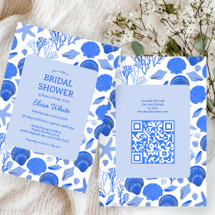 Seashells Vrijgezellenfeest Chic Blue Beach CUSTOM Kaart