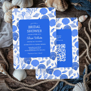 Seashells Vrijgezellenfeest Chic Blue Beach CUSTOM Kaart