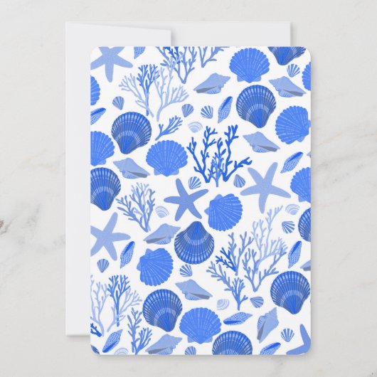 Seashells Vrijgezellenfeest Elegant Blue Beach CUS Bedankkaart (Achterkant)