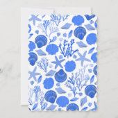 Seashells Vrijgezellenfeest Elegant Blue Beach CUS Kaart (Achterkant)