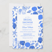 Seashells Vrijgezellenfeest Elegant Blue Beach CUS Kaart (Voorkant)