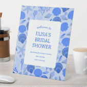 Seashells Vrijgezellenfeest Elegant Blue Beach CUS Reclamebord Met Voetstuk (Insitu)