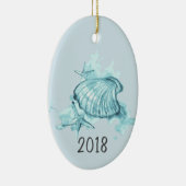 Seashells Waterverf Keepslag Jaar Keramisch Ornament (Rechts)