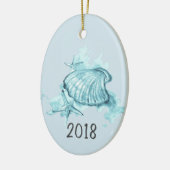 Seashells Waterverf Keepslag Jaar Keramisch Ornament (Links)