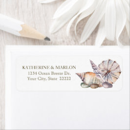 Seashells Waterverf Nautical Return Address Etiket