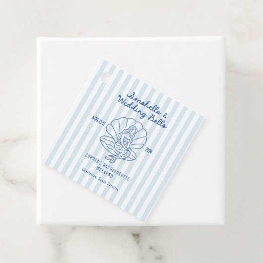 Seashells & Wedding Bells Bachelorette Bedankjes Labels (In situ)