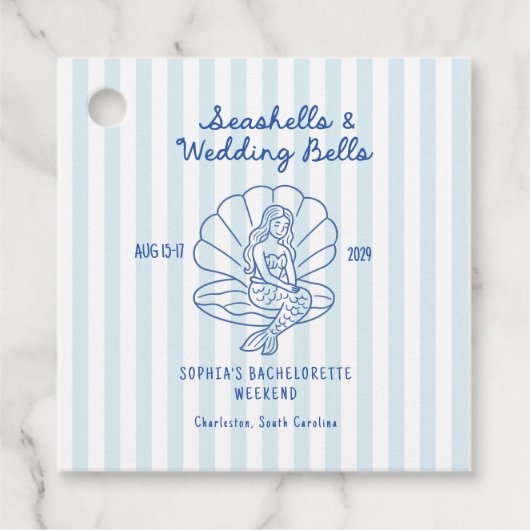 Seashells & Wedding Bells Bachelorette Bedankjes Labels (Voorkant)