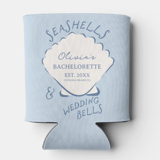 Seashells & Wedding Bells Bachelorette Blikjeskoeler (Achterkant)