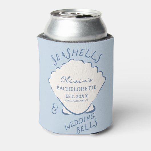 Seashells & Wedding Bells Bachelorette Blikjeskoeler (Blikje Achterkant)