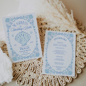 Seashells Wedding Bells Bachelorette Blue Kaart