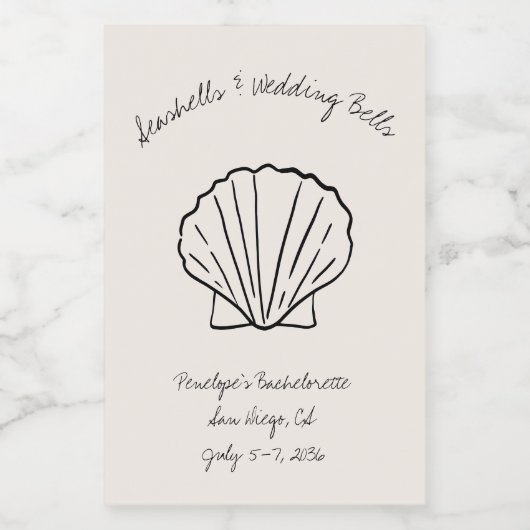 Seashells & Wedding Bells Bachelorette Favoriet Mi Wijn Etiket (Enkel label)