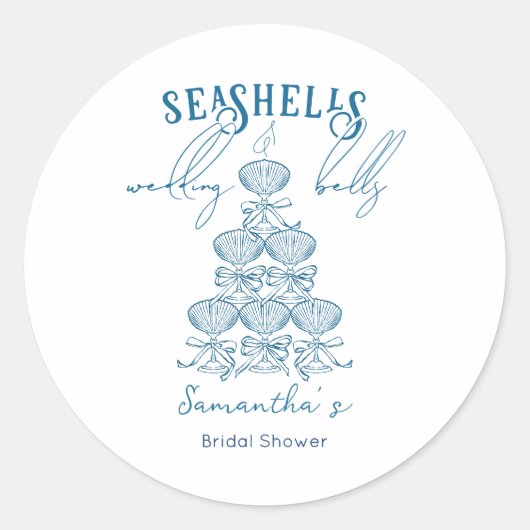Seashells & Wedding Bells Bachelorette Party Ronde Sticker (Voorkant)