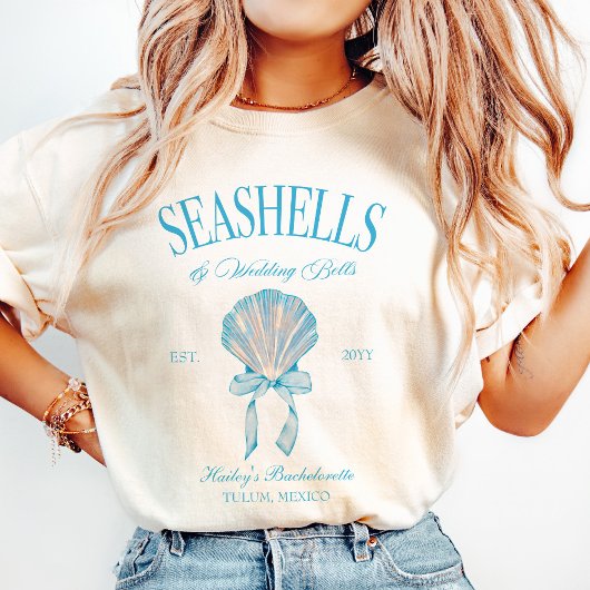 Seashells Wedding Bells Bachelorette Tshirt