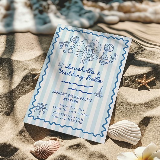 Seashells Wedding Bells Bachelorette Uitnodiging