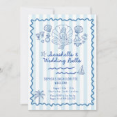 Seashells Wedding Bells Bachelorette Uitnodiging (Voorkant)