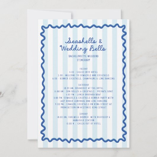 Seashells Wedding Bells Bachelorette Uitnodiging (Achterkant)
