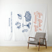 Seashells Wedding Bells Bachelorette Weekend Wandkleed (In Situ (horizontaal))