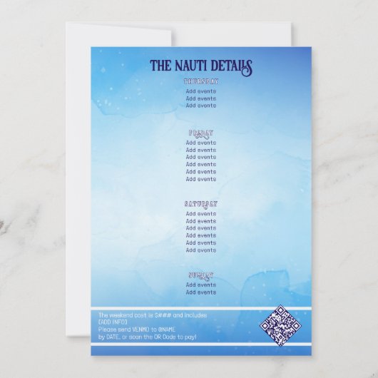 Seashells & Wedding Bells Beach Bachelorette Kaart (Achterkant)