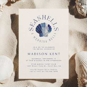 Seashells Wedding Bells Blue Beach Vrijgezellenfee Kaart