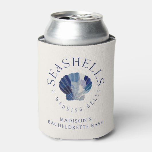 Seashells Wedding Bells Blue Beach Wedding Blikjeskoeler (Blikje Voorkant)