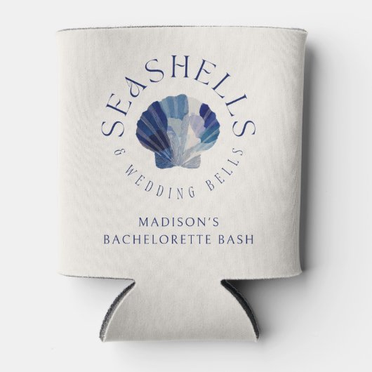 Seashells Wedding Bells Blue Beach Wedding Blikjeskoeler (Voorkant)