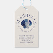 Seashells Wedding Bells Blue Beach Wedding Cadeaulabel (Voorkant)