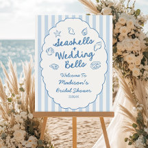 Seashells Wedding Bells Bridal Shower Welcome Sign