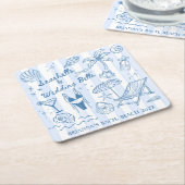 Seashells wedding bells bridesmaids gifts custom kartonnen onderzetters (Schuin)