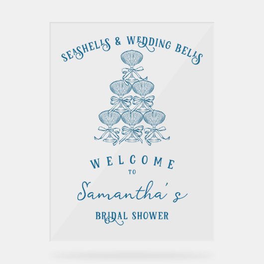Seashells Wedding Bells Coastal Bachelorette Party Acryl Bord (Voorkant)