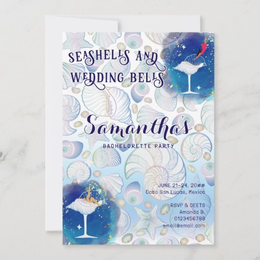 Seashells Wedding Bells Cruise Beach Bachelorette Kaart (Voorkant)