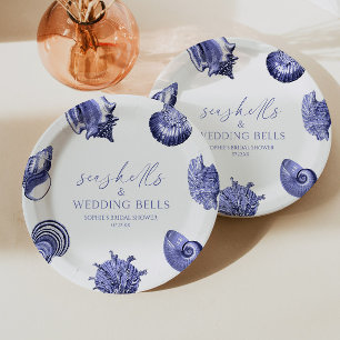Seashells & Wedding Bells Elegant Vrijgezellenfees Papieren Bordje