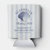 Seashells & Wedding Bells Gestreepte Bachelorette Blikjeskoeler (Achterkant)