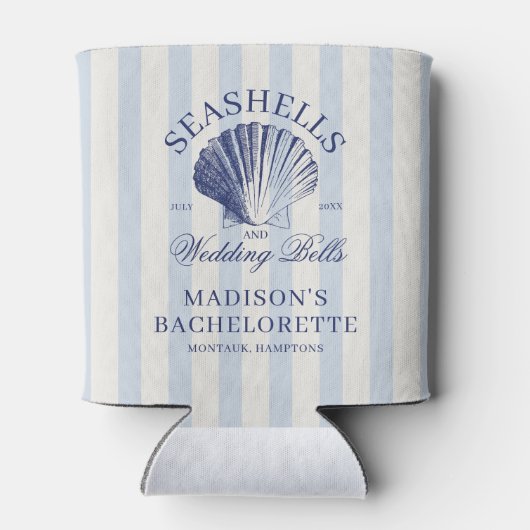 Seashells & Wedding Bells Gestreepte Bachelorette Blikjeskoeler (Achterkant)
