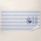 Seashells & Wedding Bells Gestreepte Bachelorette Strandlaken (Voorkant)