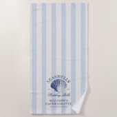 Seashells & Wedding Bells Gestreepte Bachelorette Strandlaken (Voorkant)