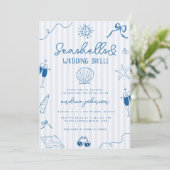 Seashells & Wedding Bells Hand Drawn Bachelorette Kaart (Staand voorkant)