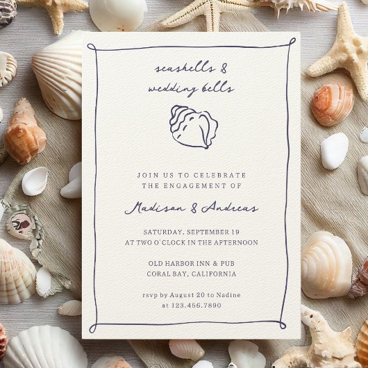 Seashells Wedding Bells Nautisch Beach Verloving Kaart