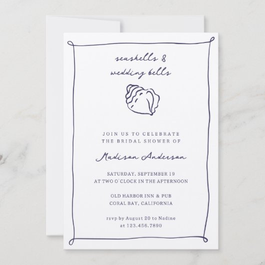 Seashells Wedding Bells Nautisch Vrijgezellenfeest Kaart (Voorkant)