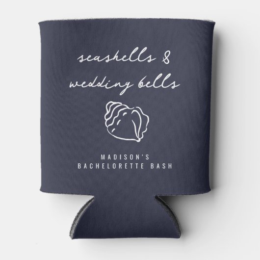 Seashells Wedding Bells Nautische Bachelorette Blikjeskoeler (Voorkant)