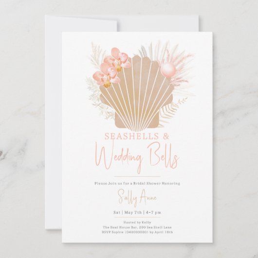Seashells & Wedding Bells Ocean Vrijgezellenfeest Kaart (Voorkant)