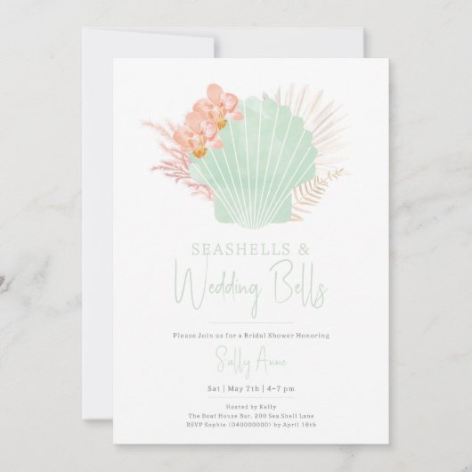 Seashells & Wedding Bells Ocean Vrijgezellenfeest Kaart (Voorkant)