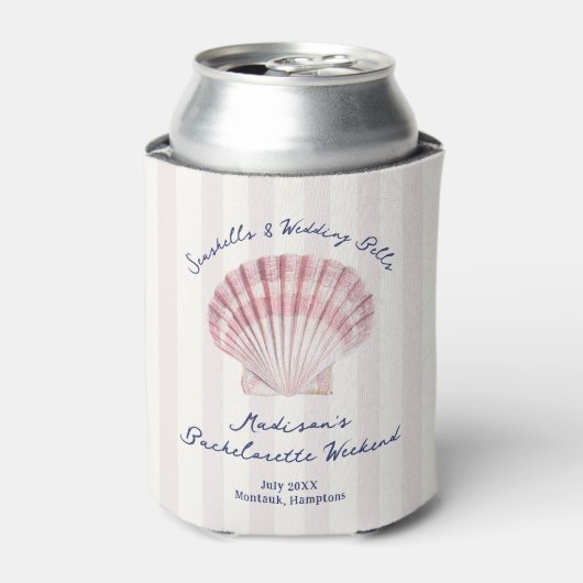Seashells & Wedding Bells Roze Navy Bachelorette Blikjeskoeler (Blikje Voorkant)