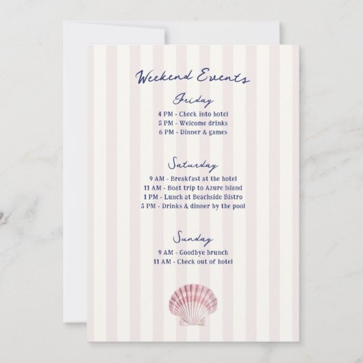 Seashells & Wedding Bells Roze Navy Bachelorette Kaart (Achterkant)