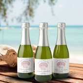 Seashells & Wedding Bells Roze Navy Bachelorette Sparkling Wijnetiket