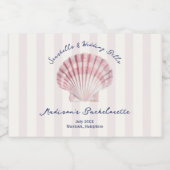 Seashells & Wedding Bells Roze Navy Bachelorette Sparkling Wijnetiket (Enkel label)