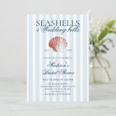 Seashells & Wedding Bells Striped Bridal Shower Kaart (Staand voorkant)