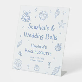 Seashells & Wedding Bells vrijgezellenfeest Reclamebord Met Voetstuk