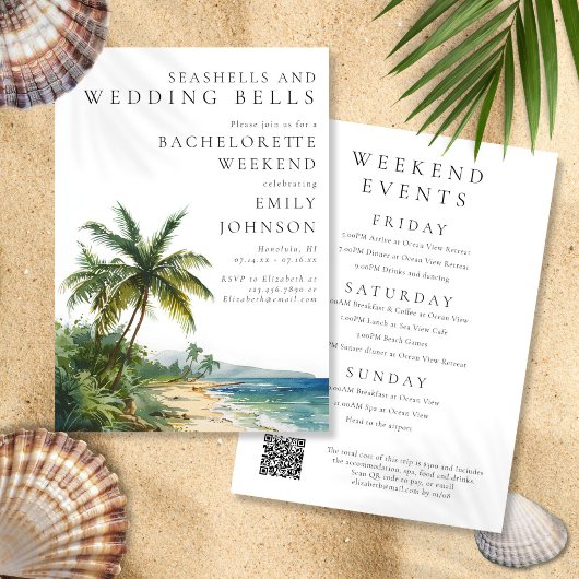 Seashells Wedding Bells vrijgezellenweekend Kaart