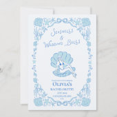 Seashells Wedding Bells Whimsical Bachelorette Blu Kaart (Voorkant)